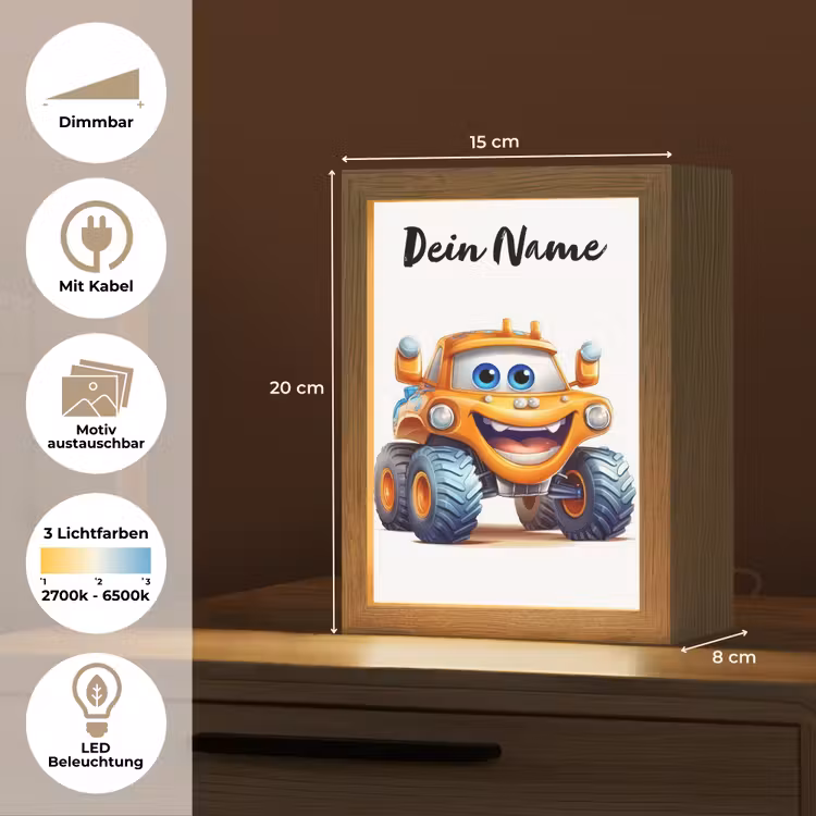 Auto - Oranje - Jongen - Kind Light Box met kabel (Kinderlampje) klein -USP_websiteoverzichtDE