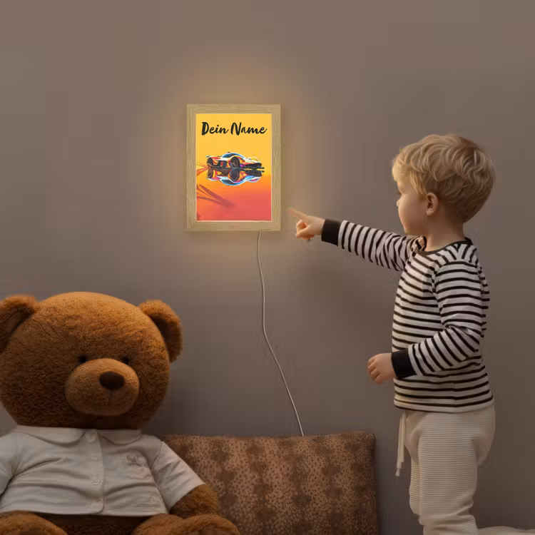 Auto - Race - F1 - Jongens - Geel - Rood Light Box met kabel (Kinderlampje) klein -sfeer4a_kind