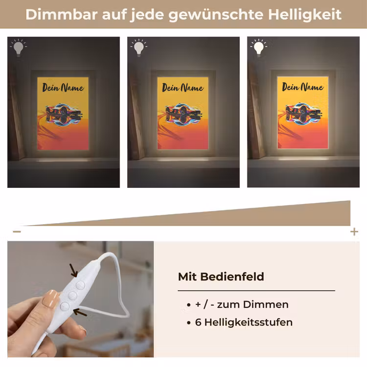 Auto - Race - F1 - Jongens - Geel - Rood Light Box met kabel (Kinderlampje) klein -USP_dimbaarDE