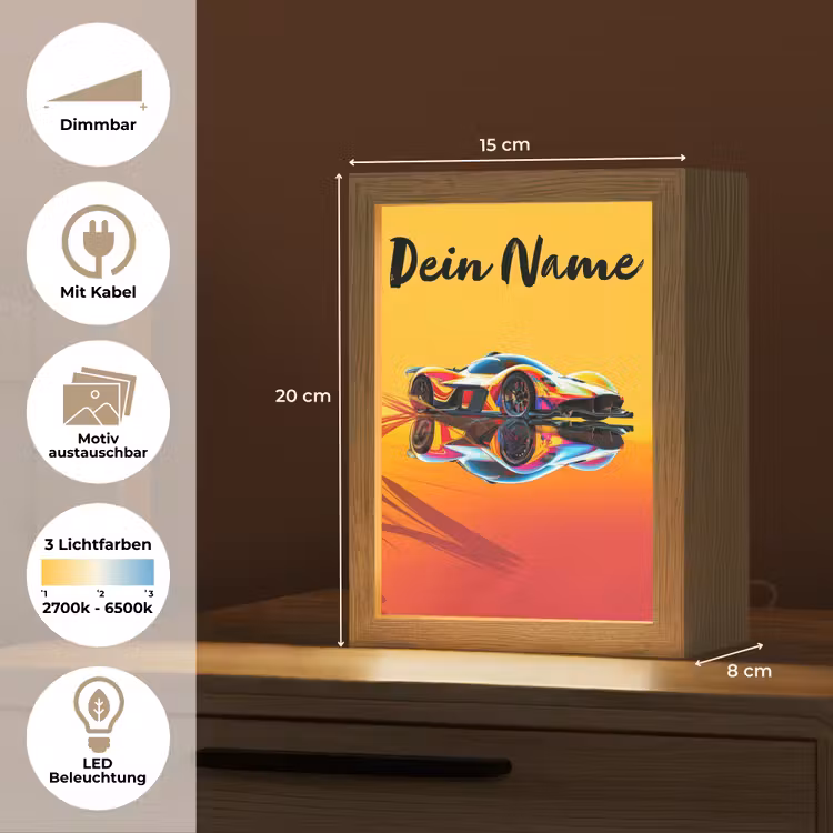 Auto - Race - F1 - Jongens - Geel - Rood Light Box met kabel (Kinderlampje) klein -USP_websiteoverzichtDE