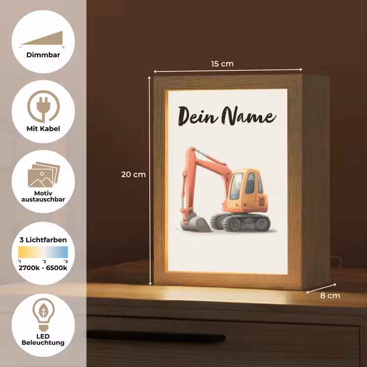 Graafmachine - Getekend - Oranje Light Box met kabel (Kinderlampje) klein -USP_websiteoverzichtDE