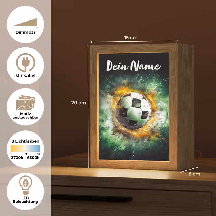 Bal - Voetbal - Groen - Oranje - Rook Light Box met kabel (Kinderlampje) klein -USP_websiteoverzichtDE