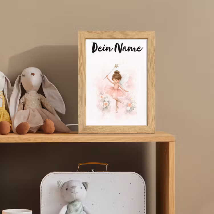 Ballerina - Fee - Bloemen - Roze Light Box met kabel (Kinderlampje) klein -sfeer2_kind