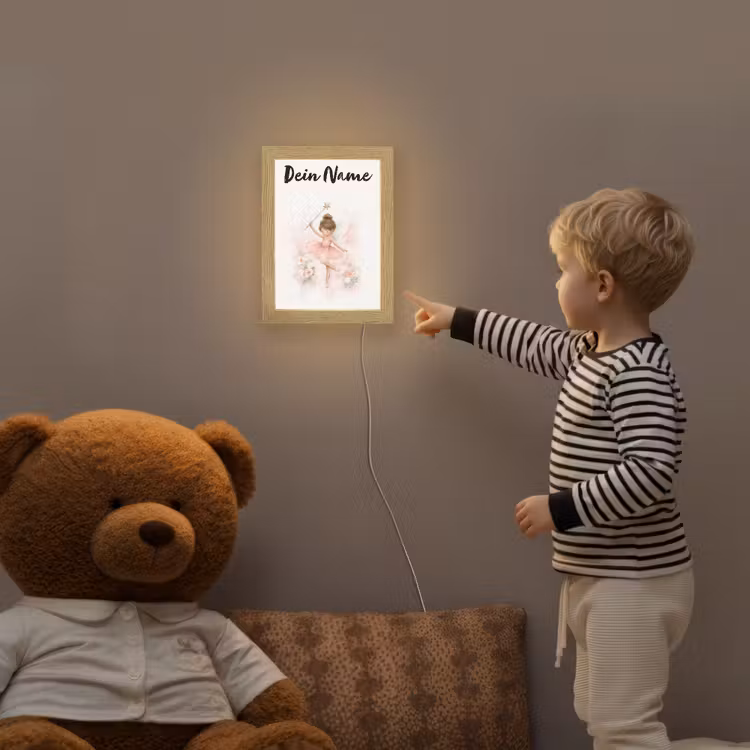 Ballerina - Fee - Bloemen - Roze Light Box met kabel (Kinderlampje) klein -sfeer4a_kind