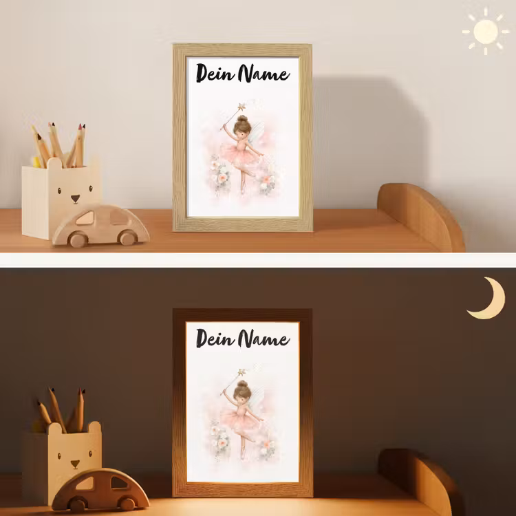 Ballerina - Fee - Bloemen - Roze Light Box met kabel (Kinderlampje) klein -sfeer3_kind