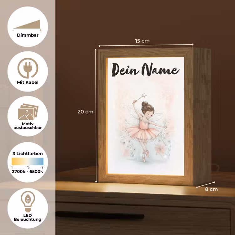 Ballerina - Fee - Roze Light Box met kabel (Kinderlampje) klein -USP_websiteoverzichtDE
