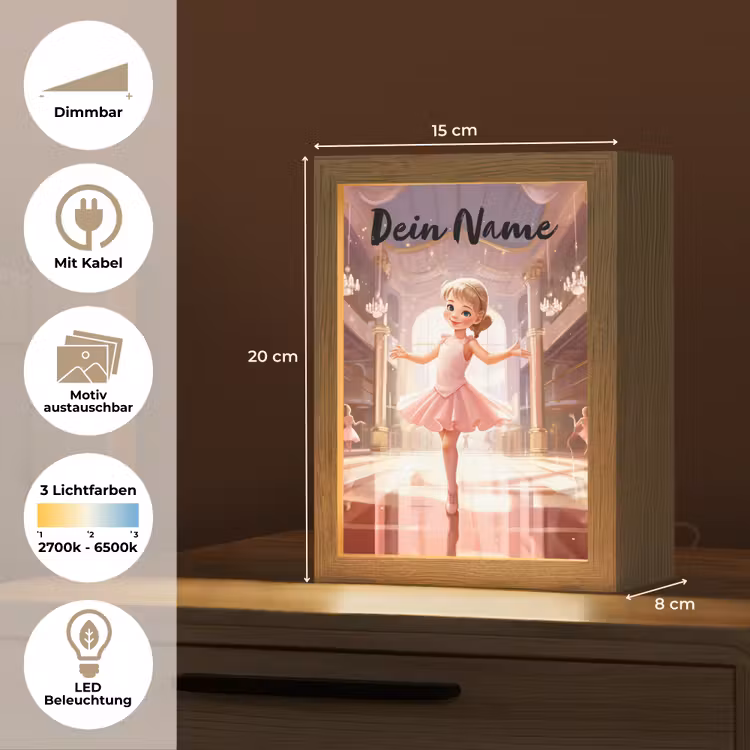 Ballerina - Meisjes - Roze - Kinderen Light Box met kabel (Kinderlampje) klein -USP_websiteoverzichtDE