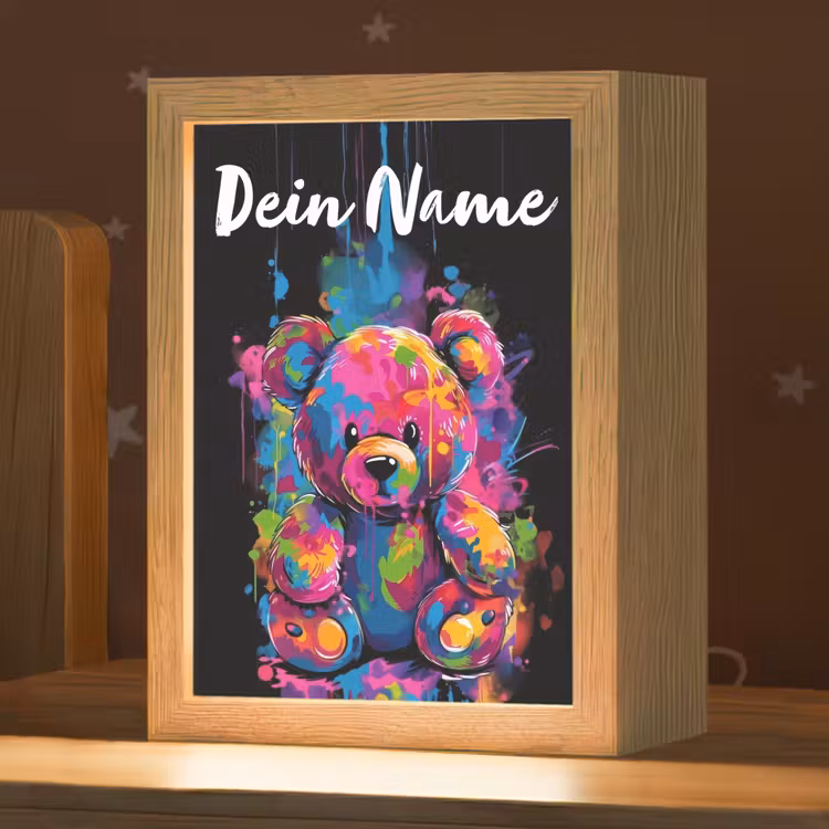 Beer - Verf - Kleurrijk - Knuffeldier Light Box met kabel (Kinderlampje) klein -zzz_3d_website