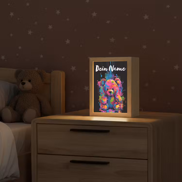 Beer - Verf - Kleurrijk - Knuffeldier Light Box met kabel (Kinderlampje) klein -sfeer1_kind