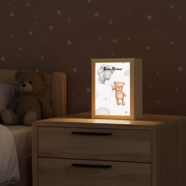 Beer - Ballonen - Sterren - Kinderen Light Box met kabel (Kinderlampje) klein -sfeer1_kind