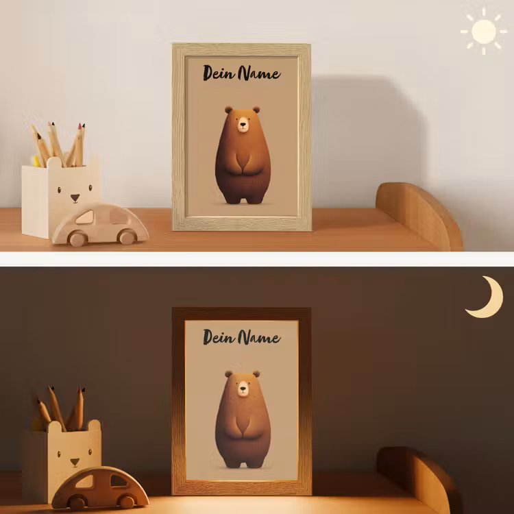 Beer - Minimalistisch - Bruin Light Box met kabel (Kinderlampje) klein -sfeer3_kind