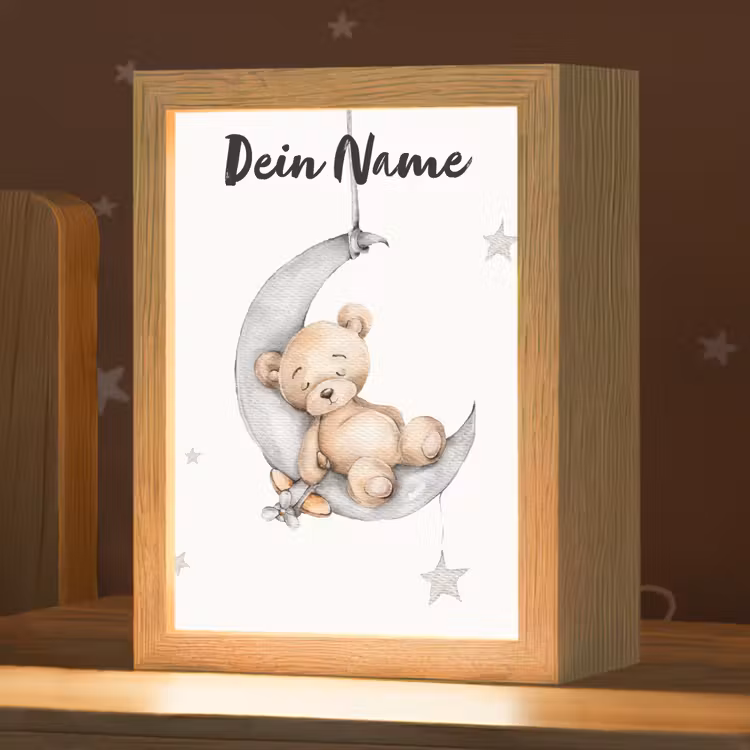 Beer - Maan - Sterren - Kinderen Light Box met kabel (Kinderlampje) klein -zzz_3d_website