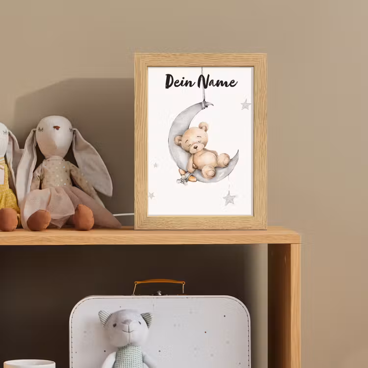 Beer - Maan - Sterren - Kinderen Light Box met kabel (Kinderlampje) klein -sfeer2_kind