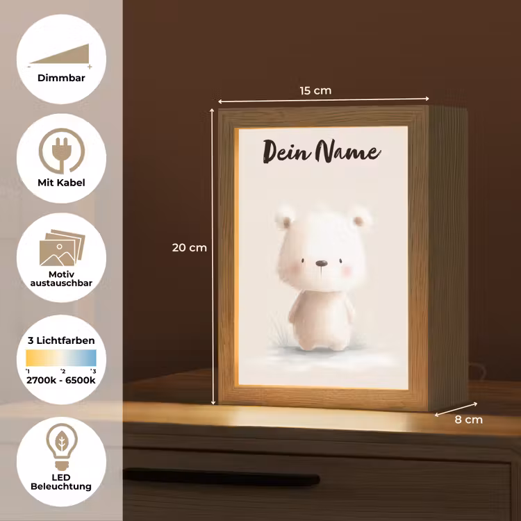 Beertje - Sneeuwvlokje - Wit - Pluizig Light Box met kabel (Kinderlampje) klein -USP_websiteoverzichtDE