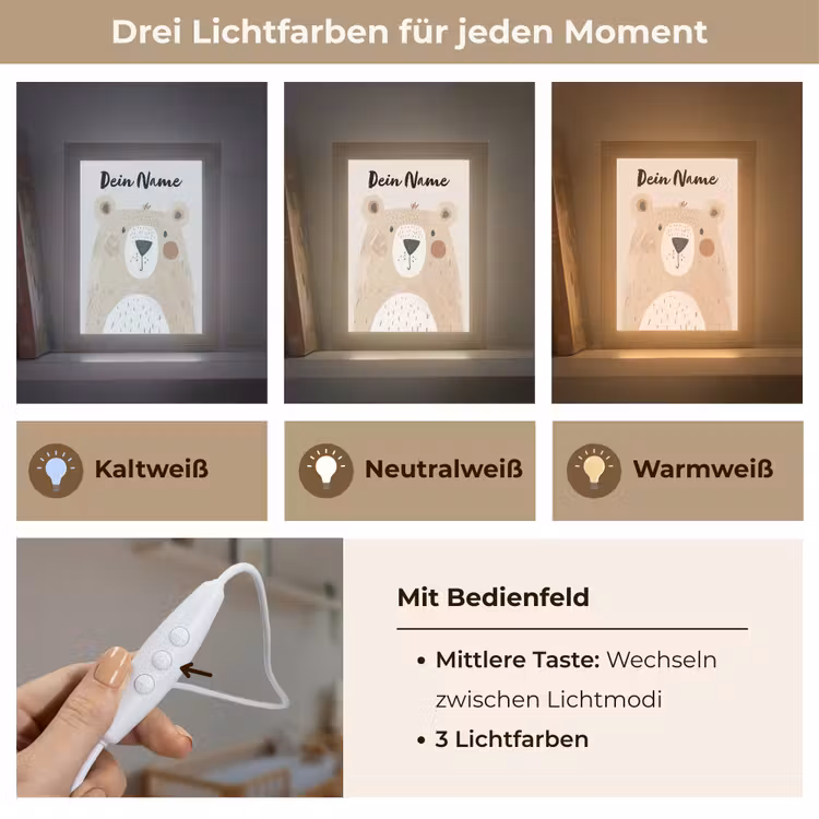 Beer - Dier - Wilde dieren Light Box met kabel (Kinderlampje) klein -USP_lichtkleurDE