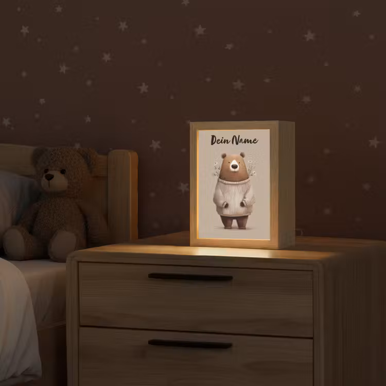 Beer - Witte bloemen - Knus Light Box met kabel (Kinderlampje) klein -sfeer1_kind