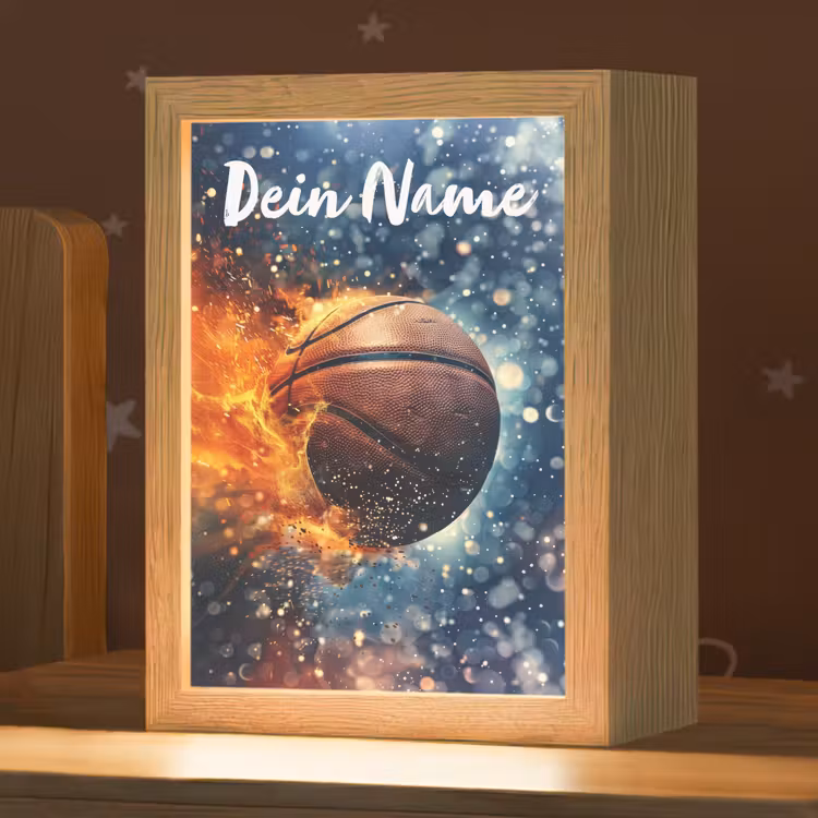 Basketbal - Vuur - Sport - Blauw - Oranje Light Box met kabel (Kinderlampje) klein -zzz_3d_website