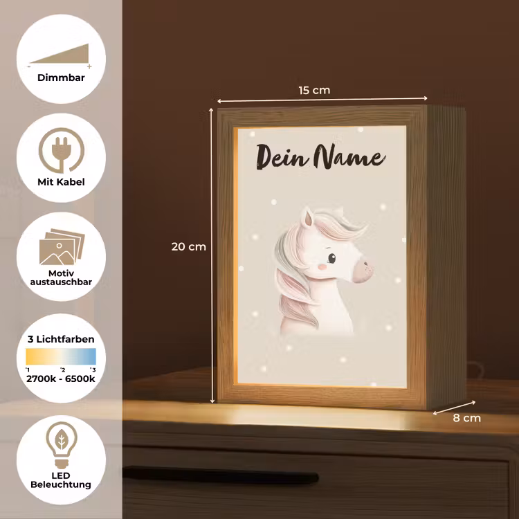 Beige - Pony - Manen - Stippen Light Box met kabel (Kinderlampje) klein -USP_websiteoverzichtDE