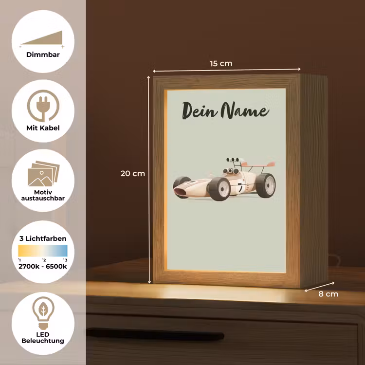 Beige - Raceauto - Groen Light Box met kabel (Kinderlampje) klein -USP_websiteoverzichtDE