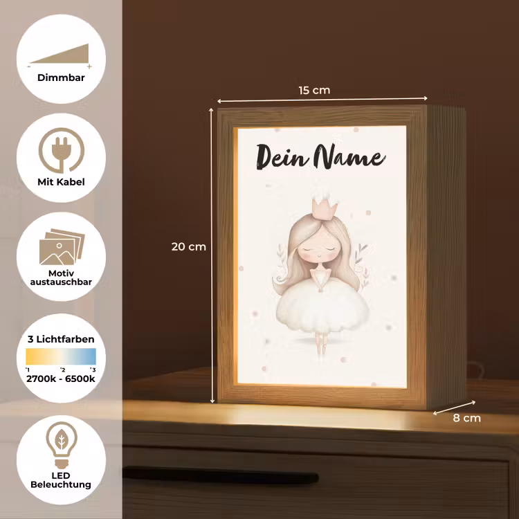 Blaadjes - Ballerina - Stippen - Kroon Light Box met kabel (Kinderlampje) klein -USP_websiteoverzichtDE