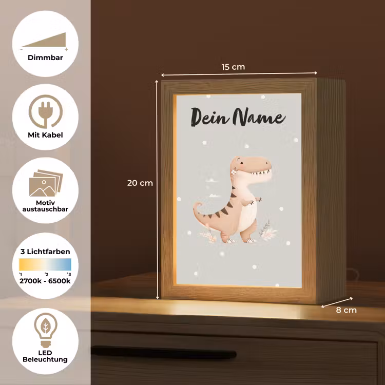 Bloemen - Blauw - Stippen - Dino Light Box met kabel (Kinderlampje) klein -USP_websiteoverzichtDE