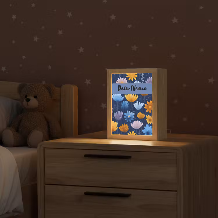 Bloemen - Patroon - Blauw Light Box met kabel (Kinderlampje) klein -sfeer1_kind
