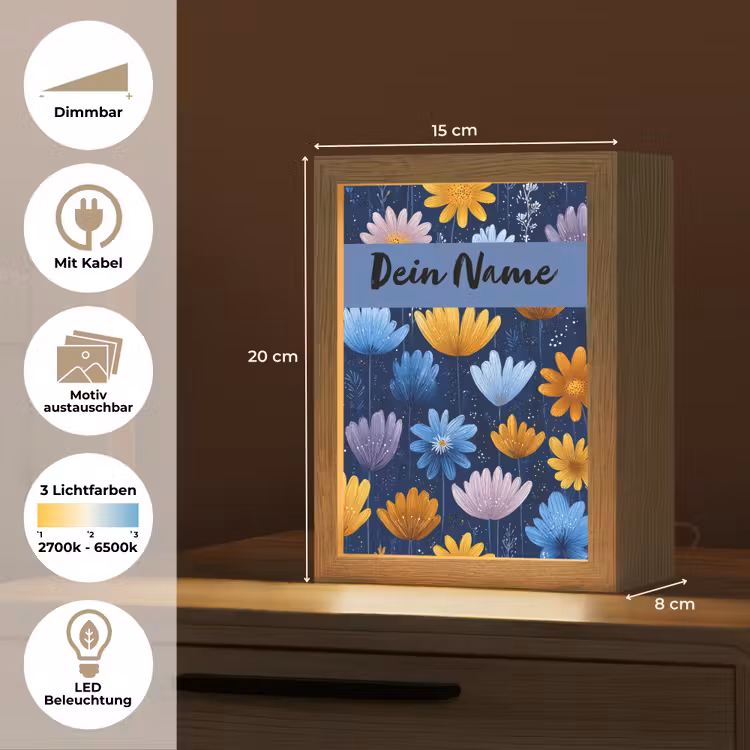 Bloemen - Patroon - Blauw Light Box met kabel (Kinderlampje) klein -USP_websiteoverzichtDE