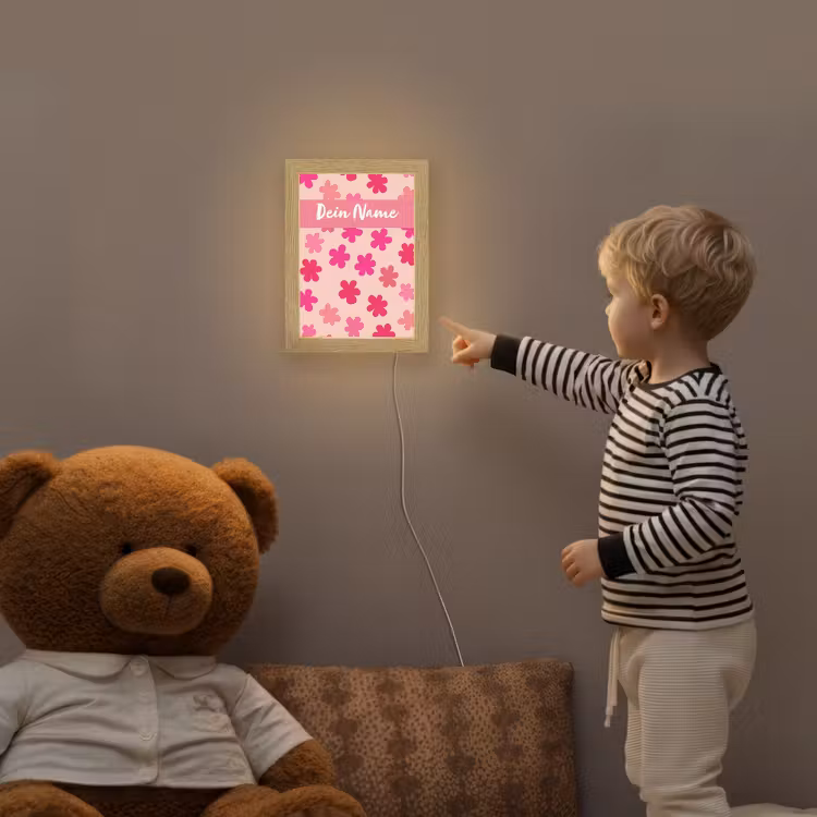Bloemen - Patroon - Roze Light Box met kabel (Kinderlampje) klein -sfeer4a_kind