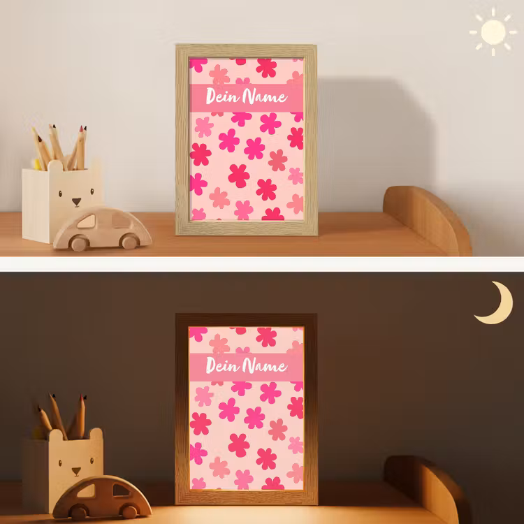 Bloemen - Patroon - Roze Light Box met kabel (Kinderlampje) klein -sfeer3_kind