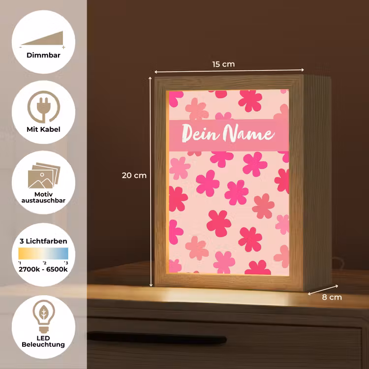Bloemen - Patroon - Roze Light Box met kabel (Kinderlampje) klein -USP_websiteoverzichtDE
