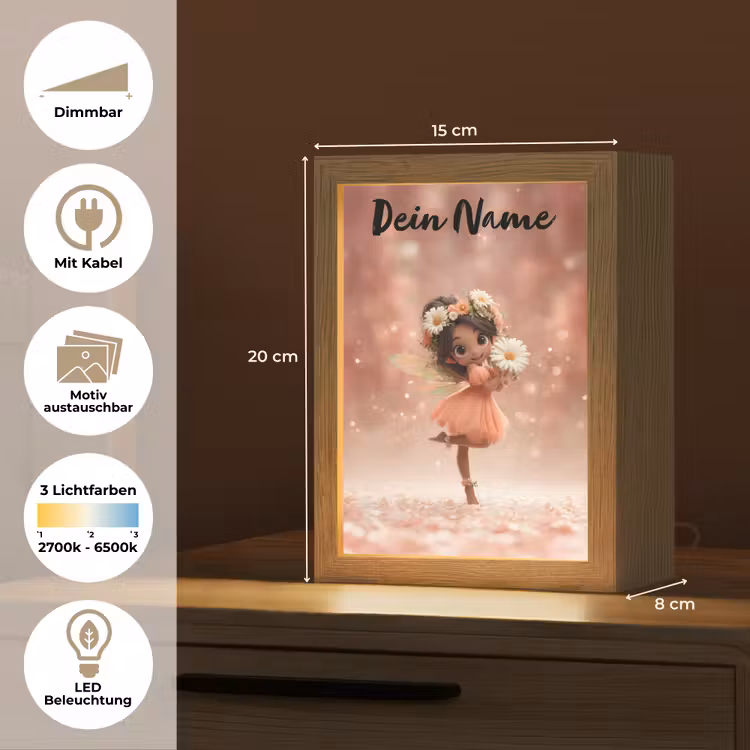 Bloemenfee - Roze - Meisje Light Box met kabel (Kinderlampje) klein -USP_websiteoverzichtDE