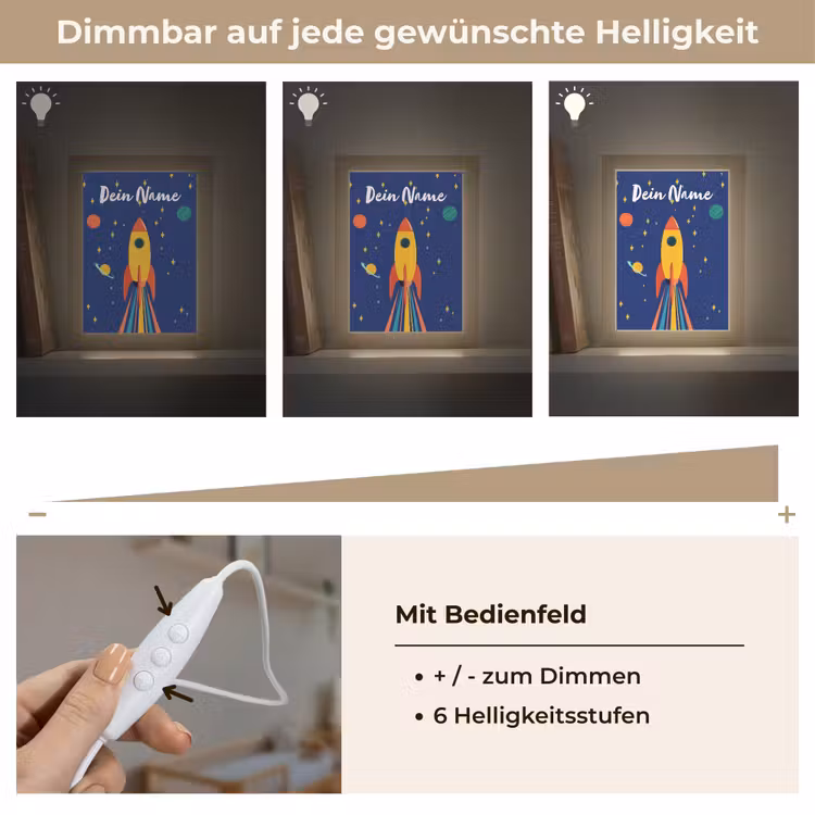 Kleurrijk - Raket - Ruimte Light Box met kabel (Kinderlampje) klein -USP_dimbaarDE
