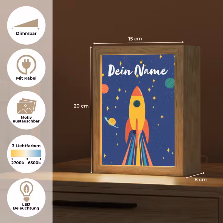 Kleurrijk - Raket - Ruimte Light Box met kabel (Kinderlampje) klein -USP_websiteoverzichtDE