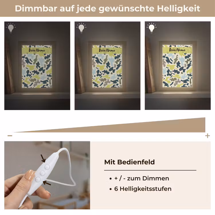 Camouflage - Groen - Blauw - Jongens - Kinderen Light Box met kabel (Kinderlampje) klein -USP_dimbaarDE