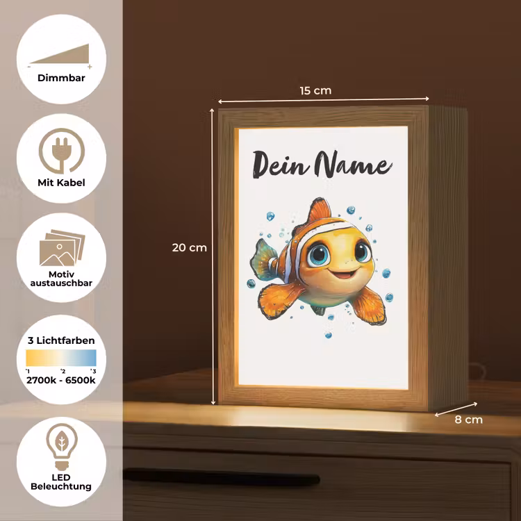 Clownvis - Oranje - Vis - Water Light Box met kabel (Kinderlampje) klein -USP_websiteoverzichtDE