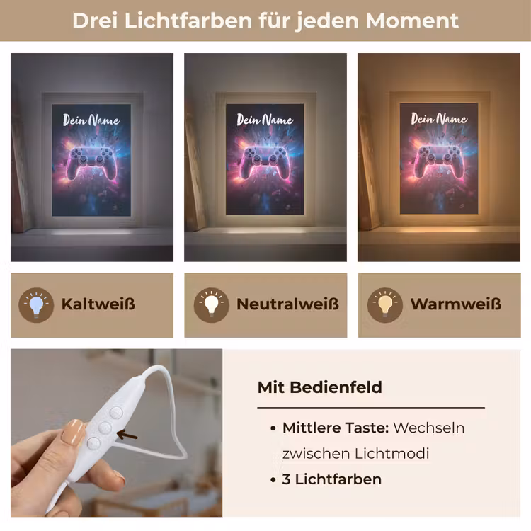 Controller - Neon - Game Light Box met kabel (Kinderlampje) klein -USP_lichtkleurDE