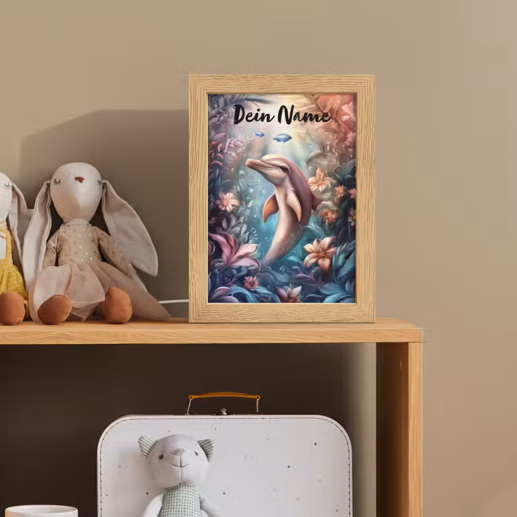 Dolfijn - Vissen - Onderwaterwereld - Bloemen Light Box met kabel (Kinderlampje) klein -sfeer2_kind