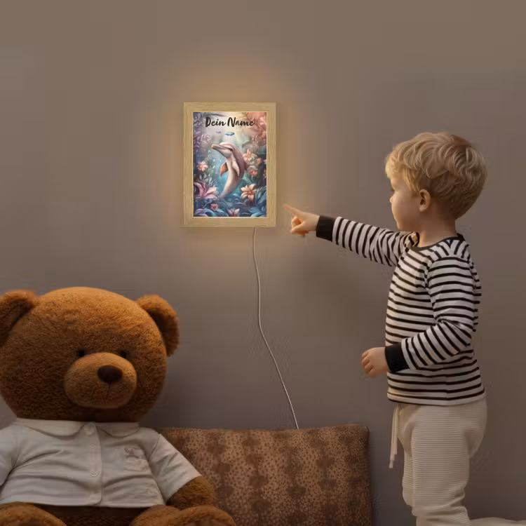 Dolfijn - Vissen - Onderwaterwereld - Bloemen Light Box met kabel (Kinderlampje) klein -sfeer4a_kind