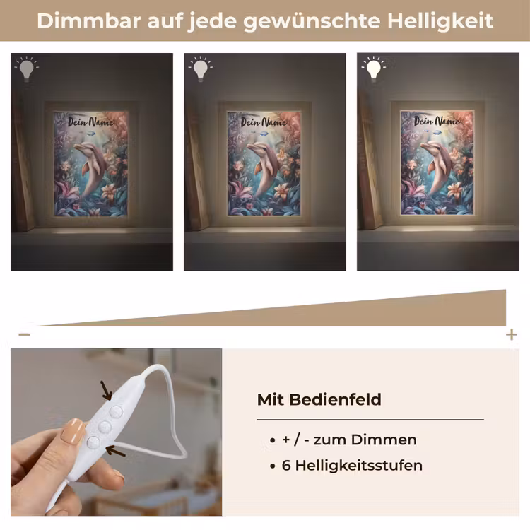 Dolfijn - Vissen - Onderwaterwereld - Bloemen Light Box met kabel (Kinderlampje) klein -USP_dimbaarDE