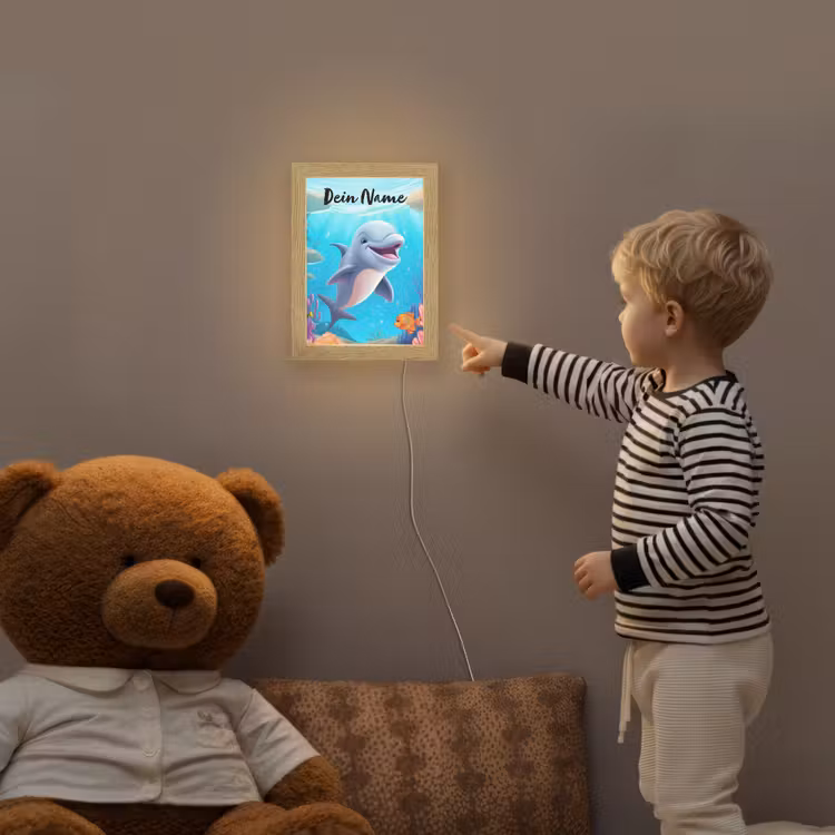 Dolfijn - Zeedieren - Onderwater - Kinderen - Meisjes Light Box met kabel (Kinderlampje) klein -sfeer4a_kind