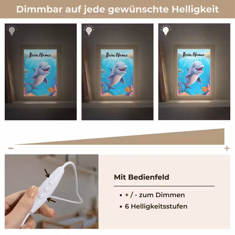 Dolfijn - Zeedieren - Onderwater - Kinderen - Meisjes Light Box met kabel (Kinderlampje) klein -USP_dimbaarDE