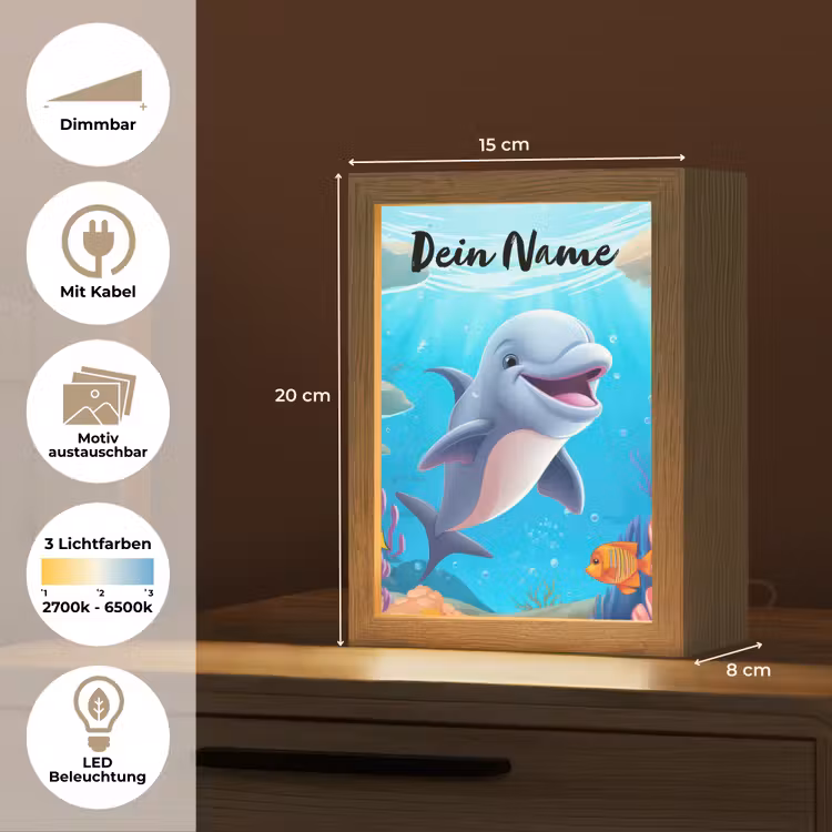 Dolfijn - Zeedieren - Onderwater - Kinderen - Meisjes Light Box met kabel (Kinderlampje) klein -USP_websiteoverzichtDE