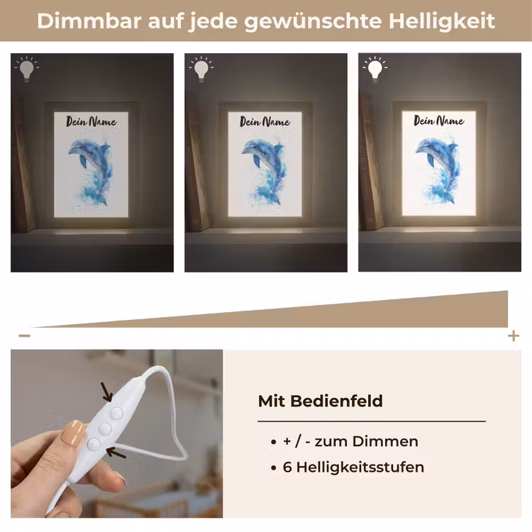 Dolfijn - Water - Blauw Light Box met kabel (Kinderlampje) klein -USP_dimbaarDE