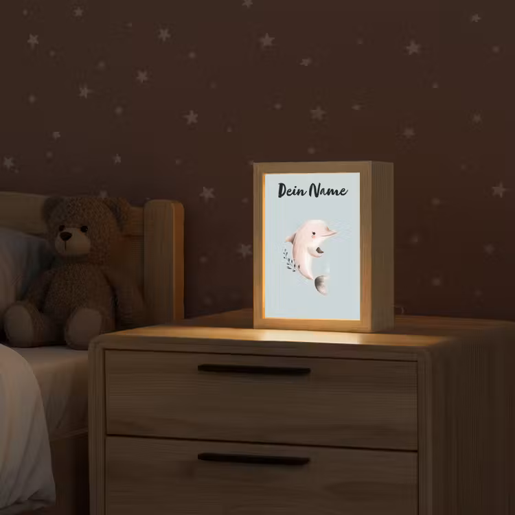 Dolfijn - Zeewier - Grijs Light Box met kabel (Kinderlampje) klein -sfeer1_kind