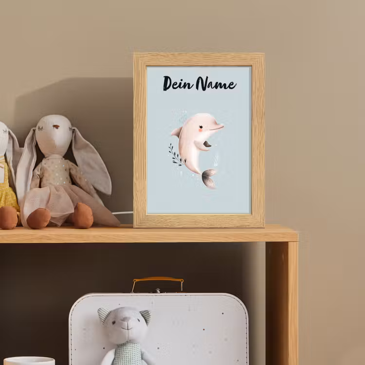 Dolfijn - Zeewier - Grijs Light Box met kabel (Kinderlampje) klein -sfeer2_kind