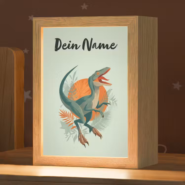 Dino - Bladeren - Grafisch - Groen Light Box met kabel (Kinderlampje) klein -zzz_3d_website