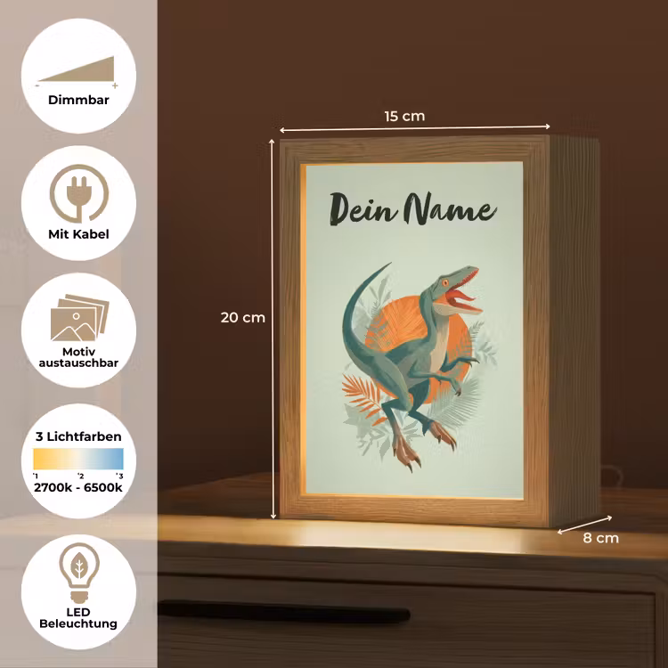 Dino - Bladeren - Grafisch - Groen Light Box met kabel (Kinderlampje) klein -USP_websiteoverzichtDE
