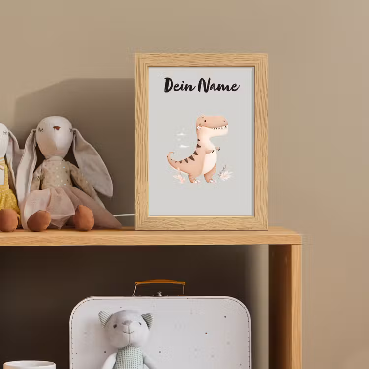 Dino - Blauw - Bloemen Light Box met kabel (Kinderlampje) klein -sfeer2_kind