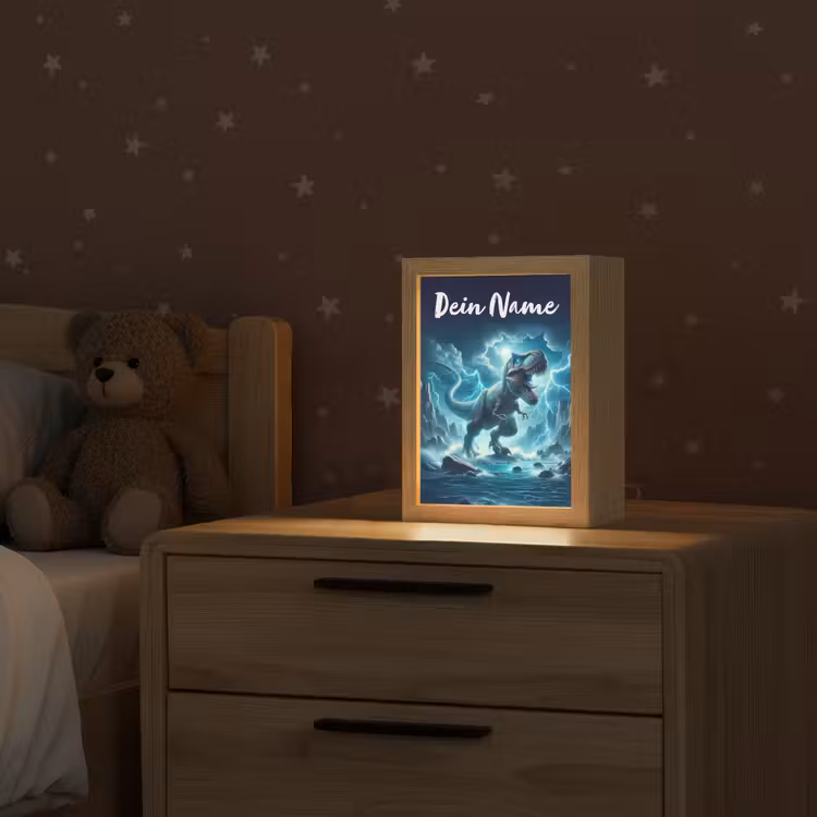 Dino - Blauw - Jongens Light Box met kabel (Kinderlampje) klein -sfeer1_kind