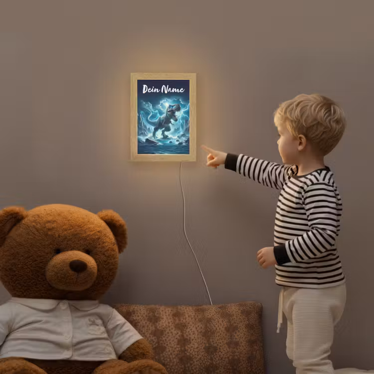 Dino - Blauw - Jongens Light Box met kabel (Kinderlampje) klein -sfeer4a_kind